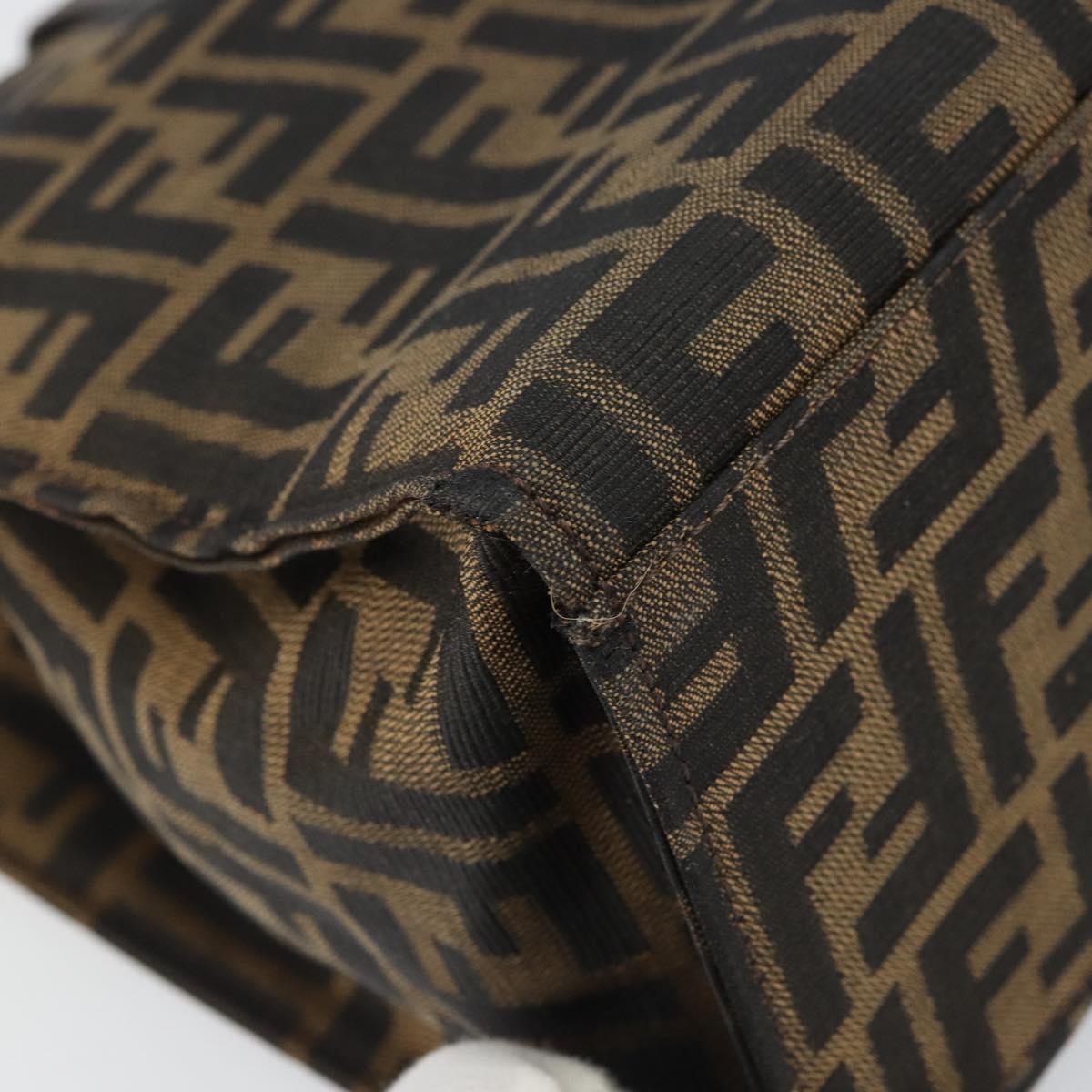 FENDI Zucca Canvas Mamma Baguette Tote Bag Brown Black Auth 157686