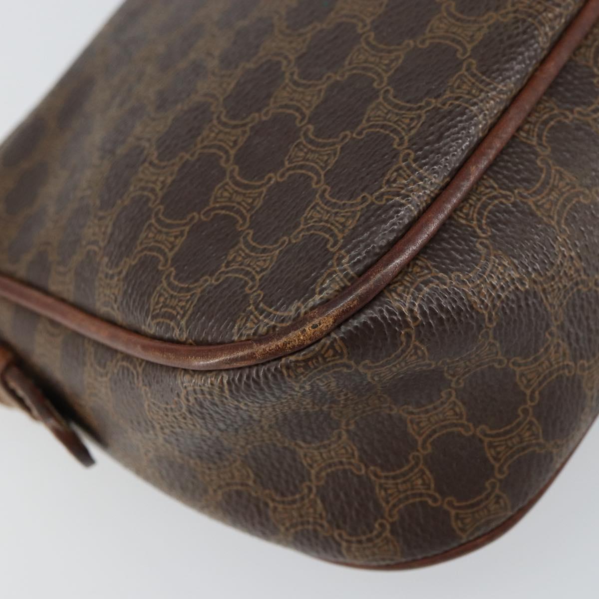 CELINE Macadam Canvas Shoulder Bag PVC Leather Brown Gold Auth 157688