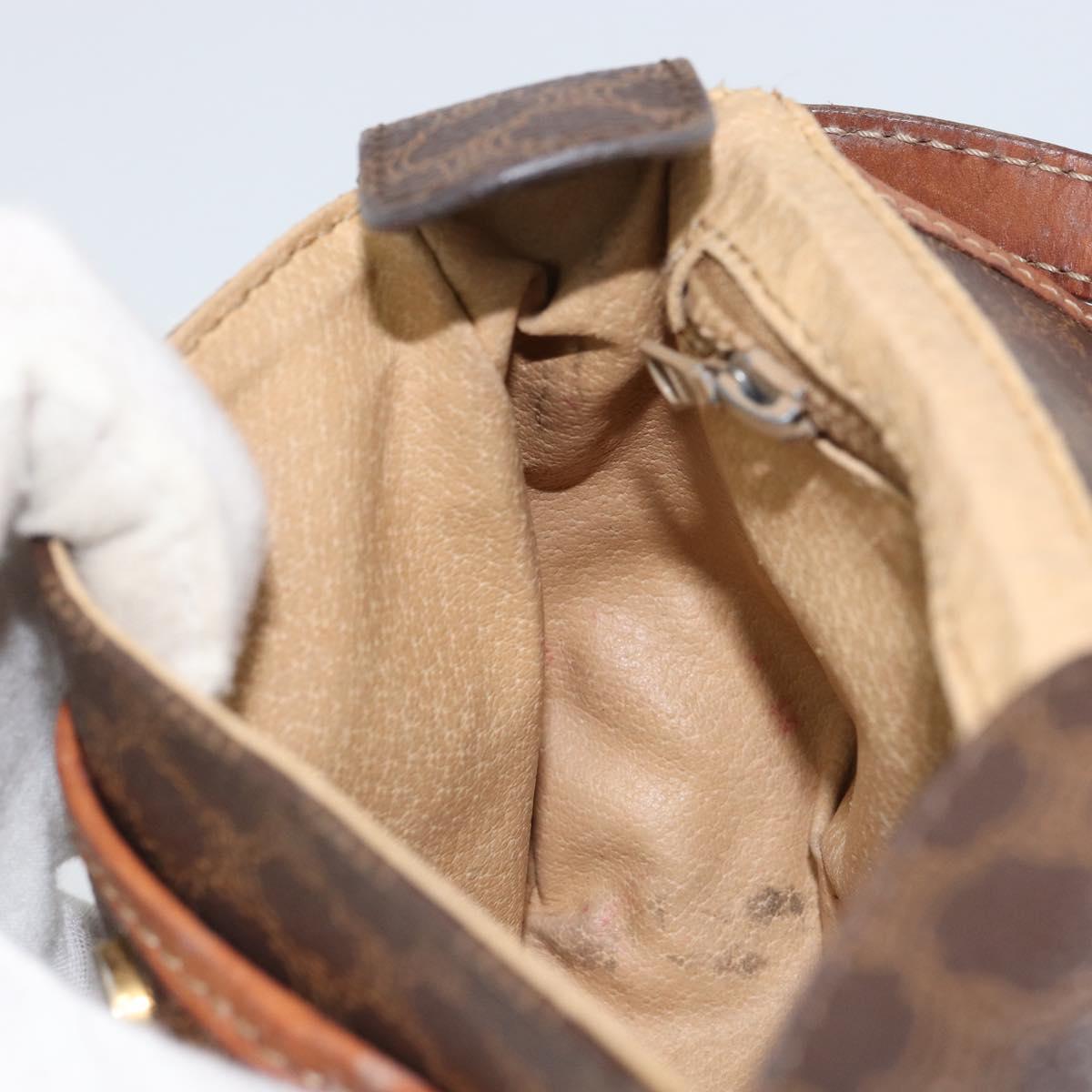 CELINE Macadam Canvas Shoulder Bag PVC Leather Brown Gold Auth 157688