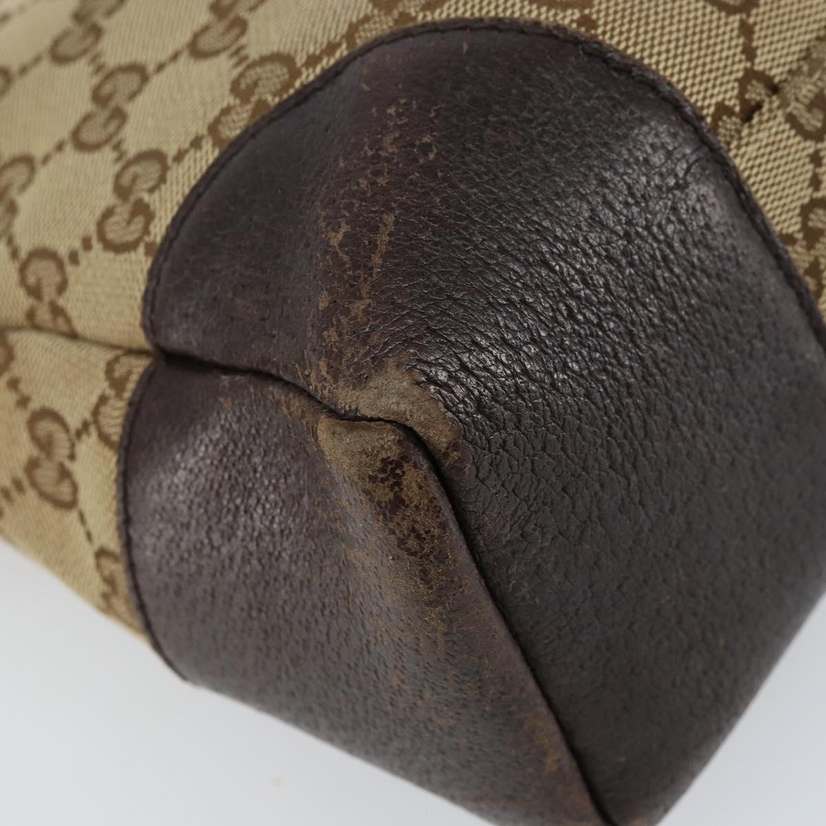 GUCCI GG Canvas Shoulder Bag Beige Silver 114273 Auth 157746