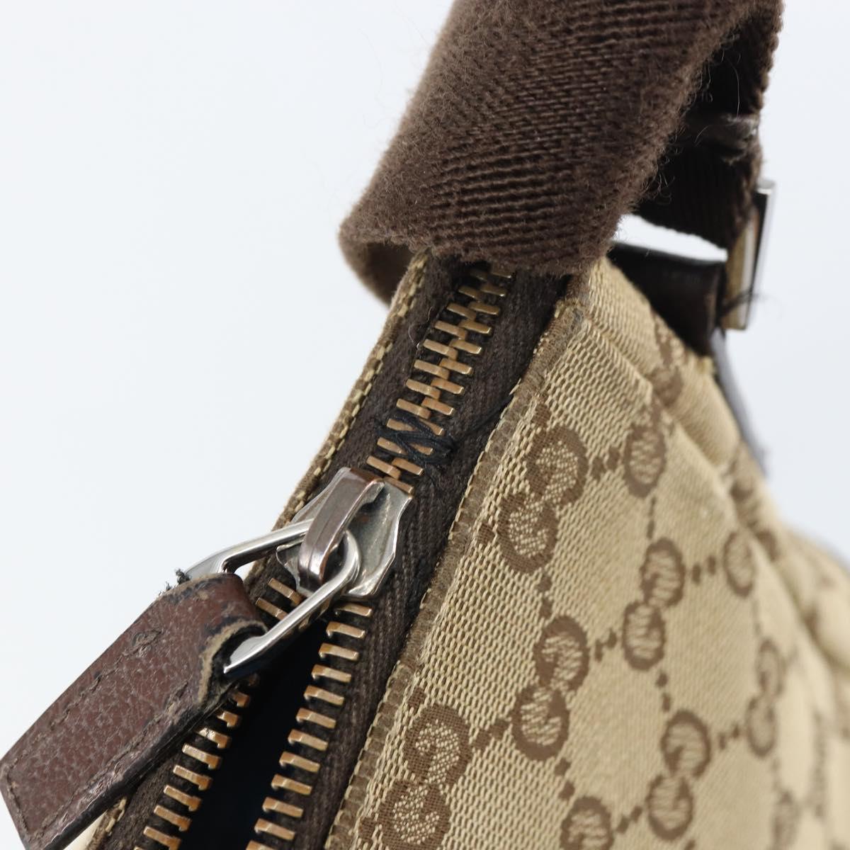 GUCCI GG Canvas Shoulder Bag Beige Silver 114273 Auth 157746
