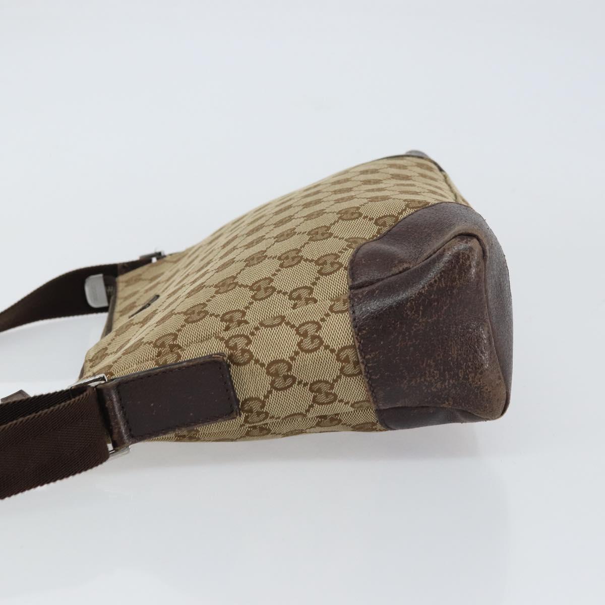 GUCCI GG Canvas Shoulder Bag Beige Silver 114273 Auth 157746