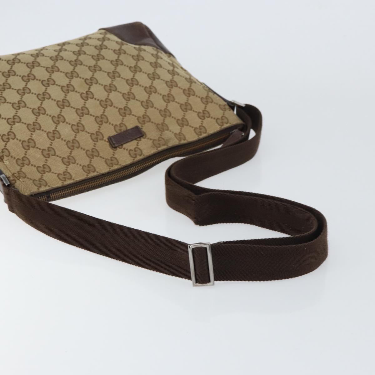 GUCCI GG Canvas Shoulder Bag Beige Silver 114273 Auth 157746