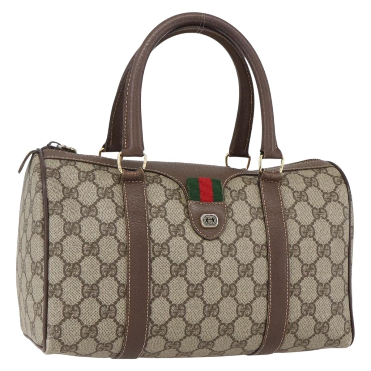 GUCCI GG Supreme Web Sherry Line Hand Bag PVC Beige Gold 002 39 6838 Auth 157749