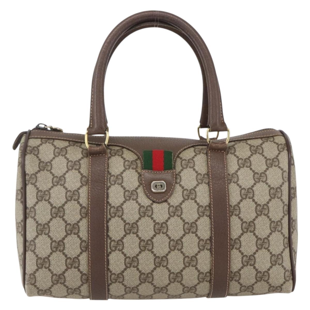 GUCCI GG Supreme Web Sherry Line Hand Bag PVC Beige Gold 002 39 6838 Auth 157749