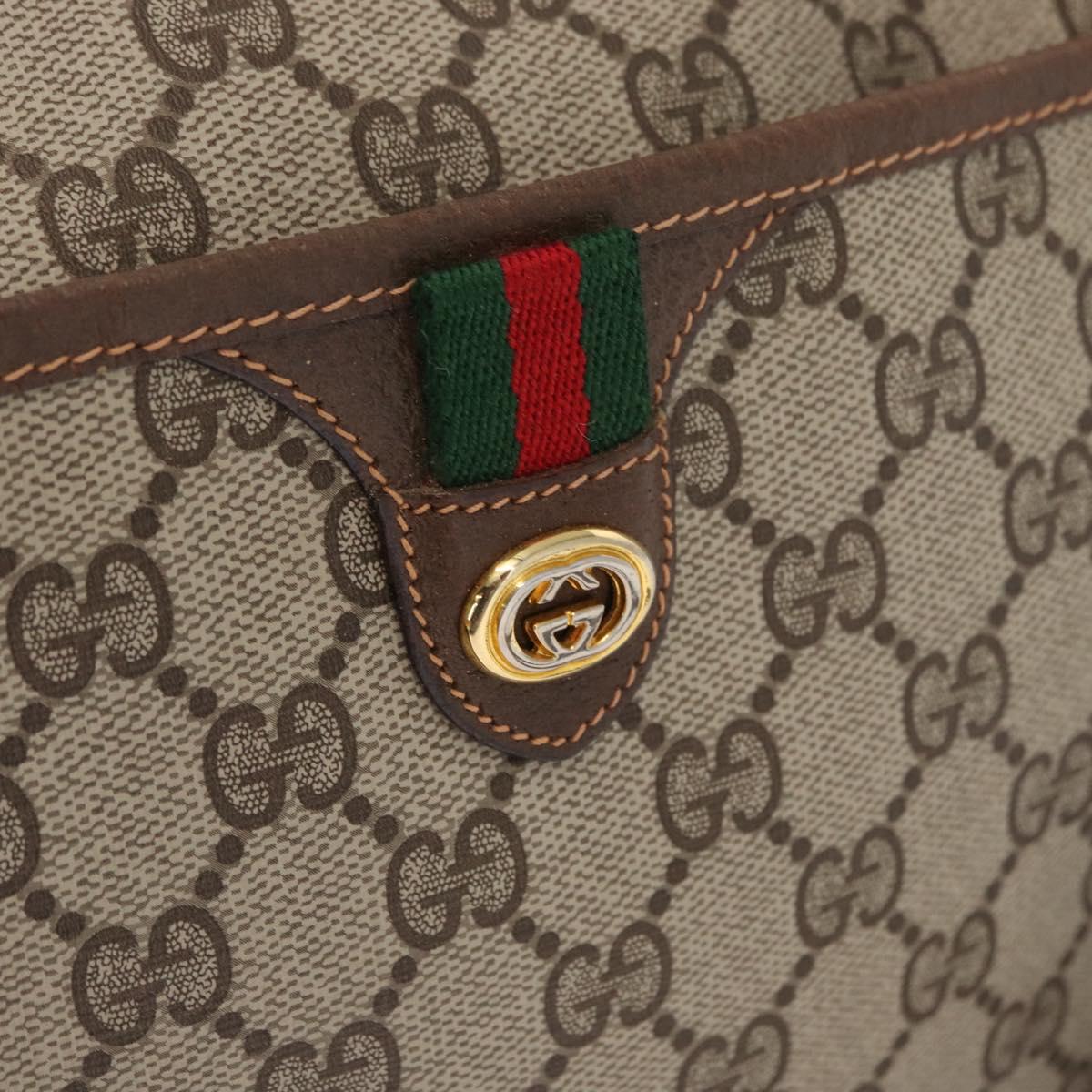 GUCCI GG Supreme Web Sherry Line Bag PVC Beige Gold 89 02 077 Auth 157750