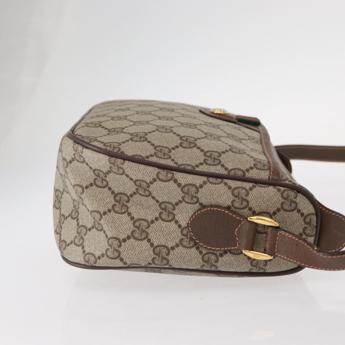 GUCCI GG Supreme Web Sherry Line Bag PVC Beige Gold 89 02 077 Auth 157750