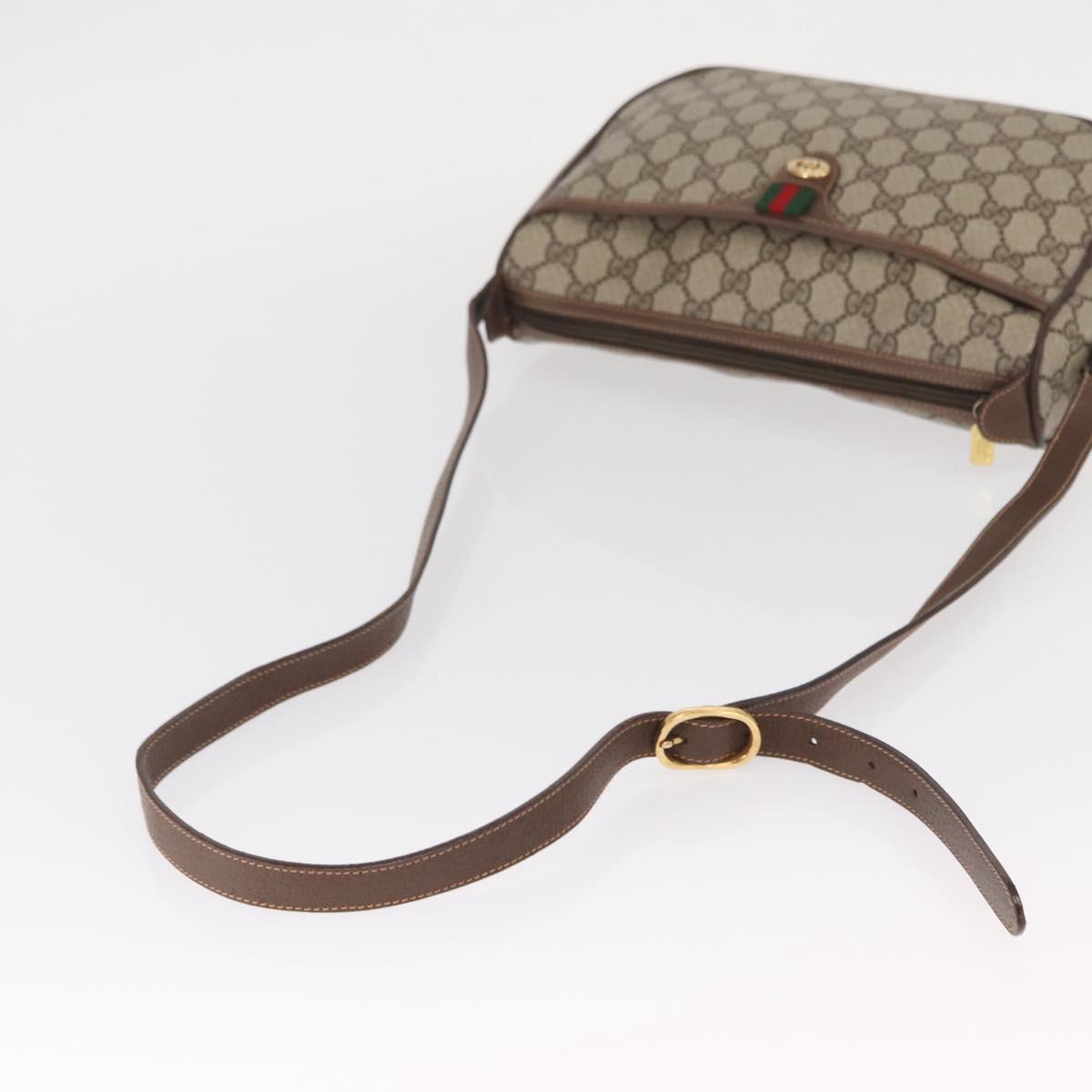 GUCCI GG Supreme Web Sherry Line Bag PVC Beige Gold 89 02 077 Auth 157750