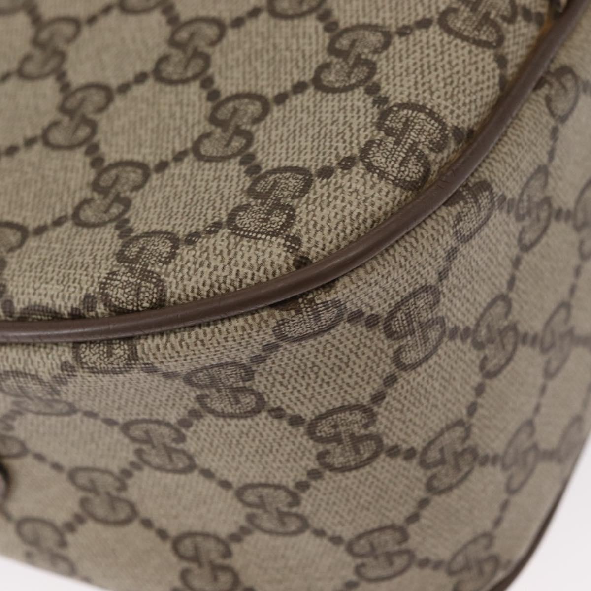 GUCCI GG Supreme Web Sherry Line Bag PVC Beige Gold 14 02 032 Auth 157751