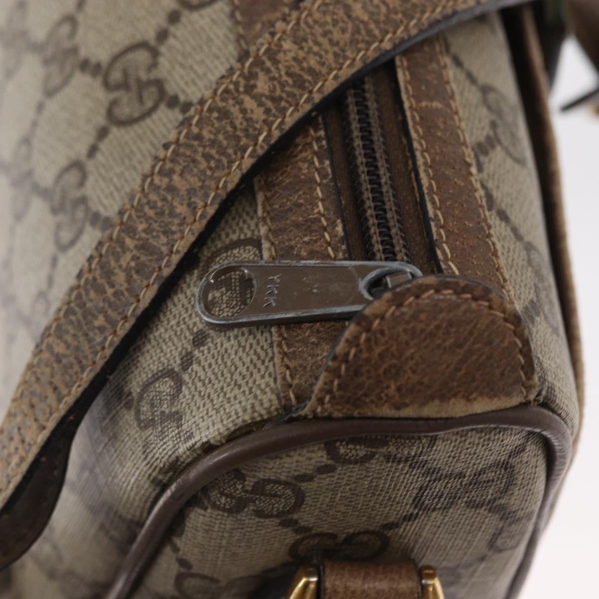 GUCCI GG Supreme Web Sherry Line Bag PVC Beige Gold 14 02 032 Auth 157751