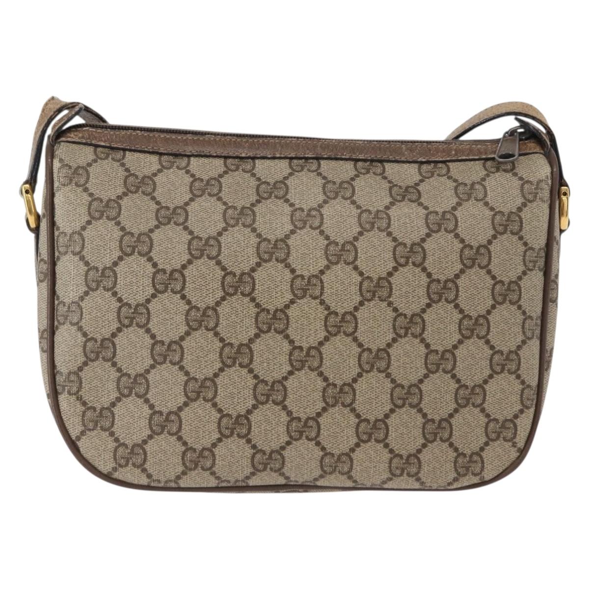 GUCCI GG Supreme Web Sherry Line Bag PVC Beige Gold 14 02 032 Auth 157751