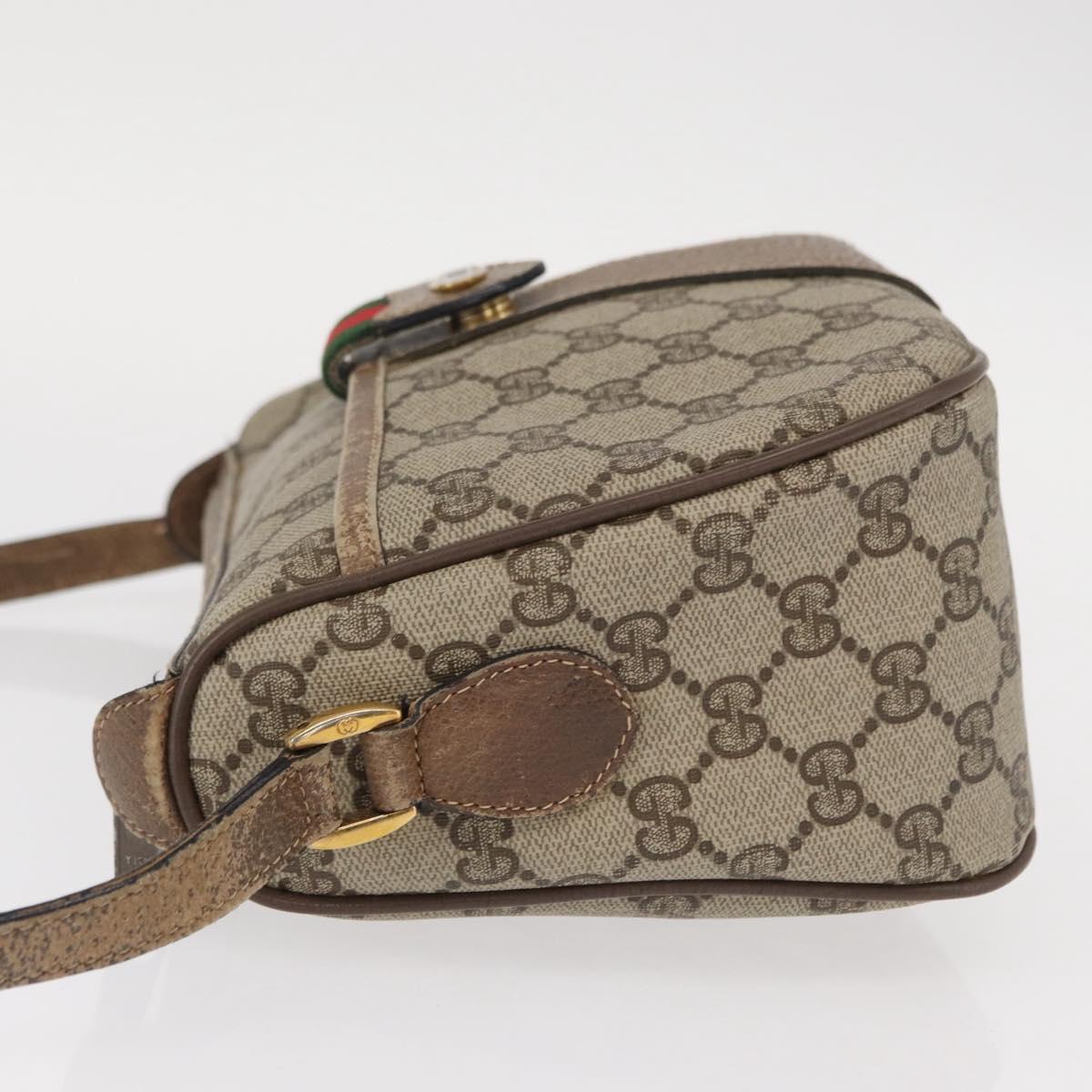 GUCCI GG Supreme Web Sherry Line Bag PVC Beige Gold 14 02 032 Auth 157751