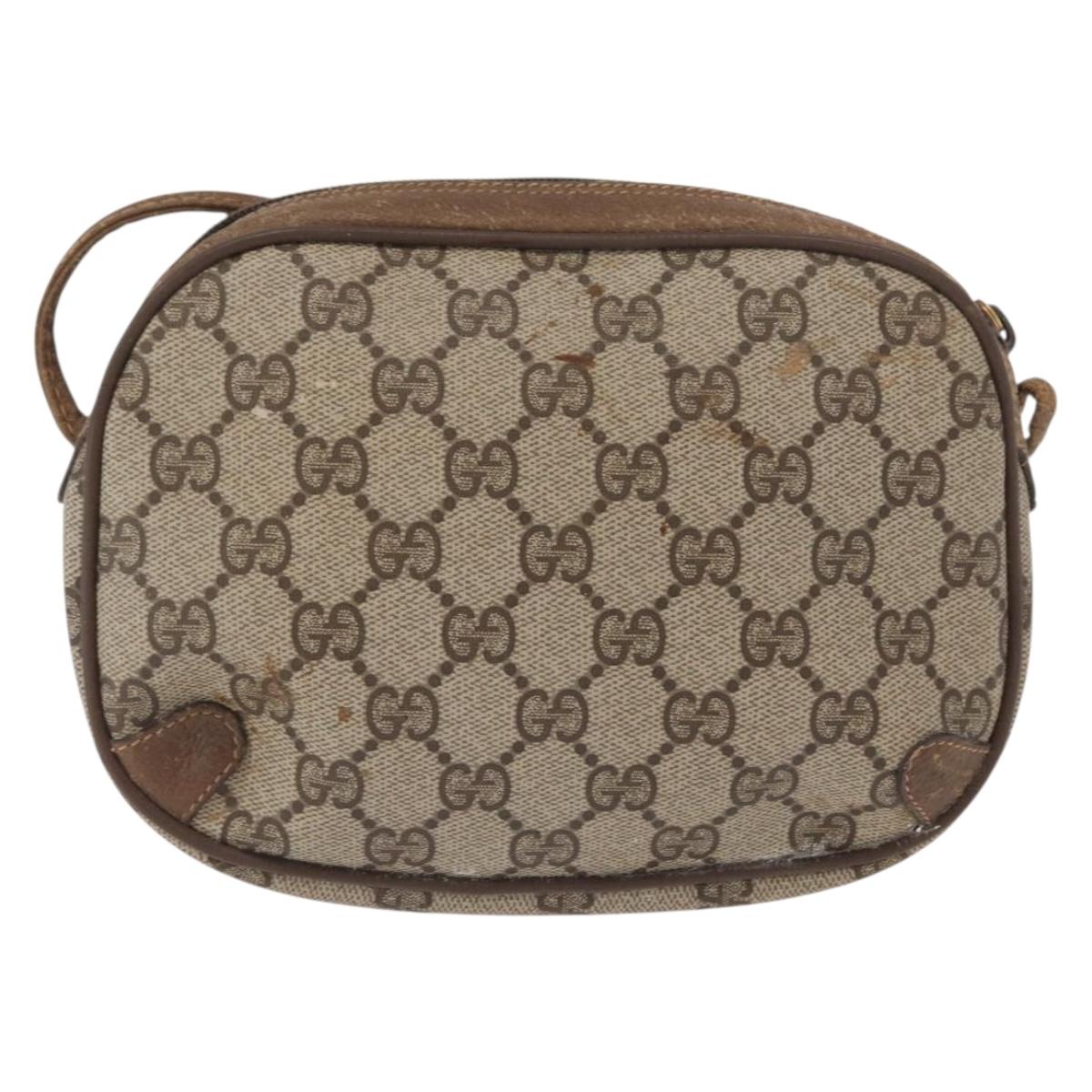 GUCCI GG Supreme Web Sherry Line Bag PVC Beige Gold 89 02 066 Auth 157753