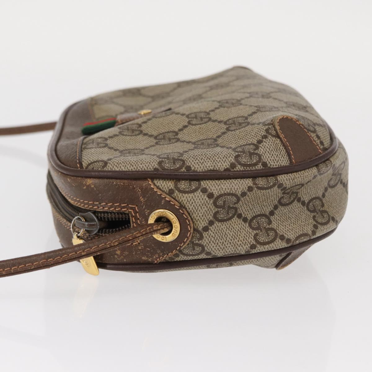 GUCCI GG Supreme Web Sherry Line Bag PVC Beige Gold 156 02 066 Auth 157754
