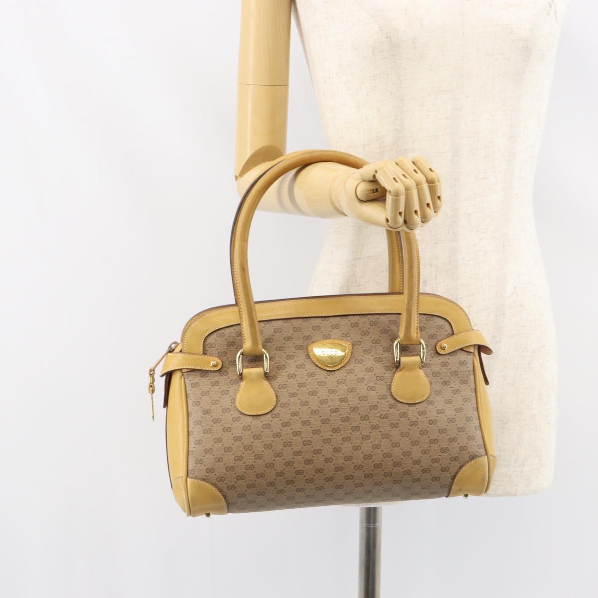 GUCCI Micro GG Supreme Hand Bag PVC Beige Gold 000 106 1325 Auth 157759