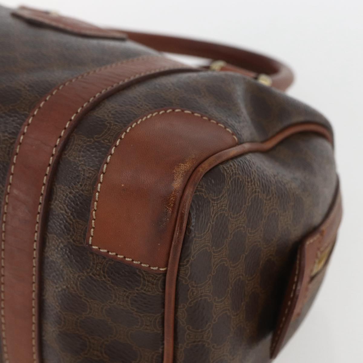 CELINE Macadam Canvas Hand Bag PVC Leather Brown Gold Auth 157761