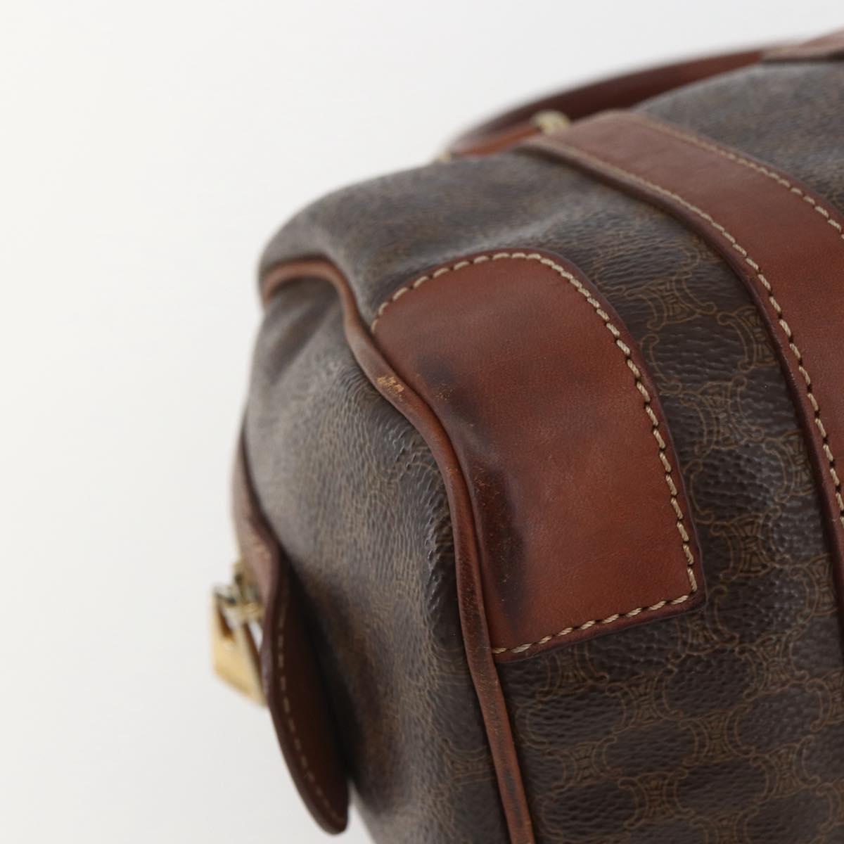 CELINE Macadam Canvas Hand Bag PVC Leather Brown Gold Auth 157761