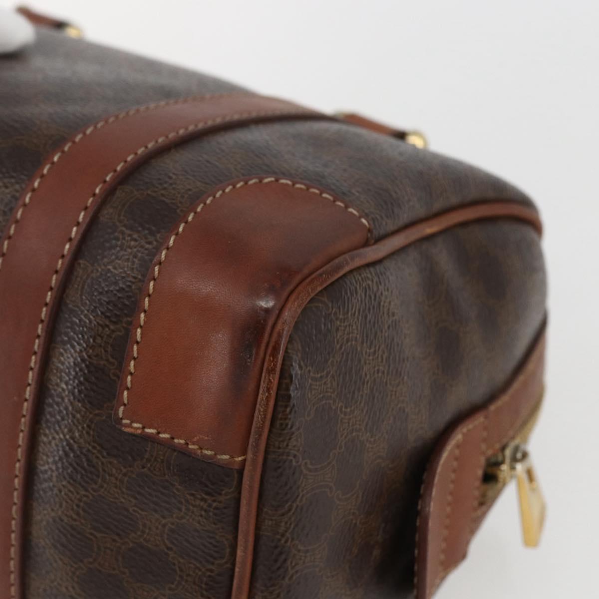 CELINE Macadam Canvas Hand Bag PVC Leather Brown Gold Auth 157761