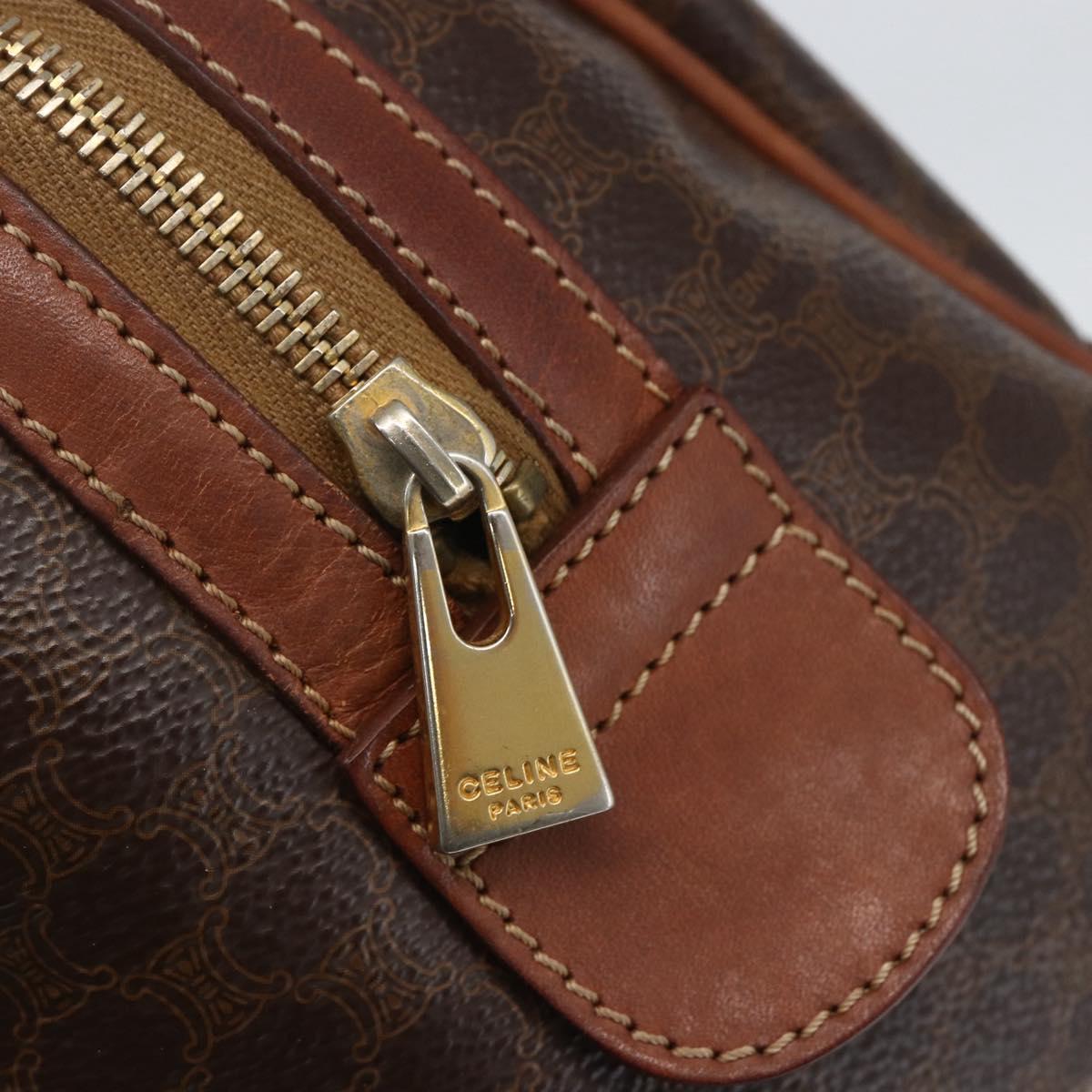 CELINE Macadam Canvas Hand Bag PVC Leather Brown Gold Auth 157761