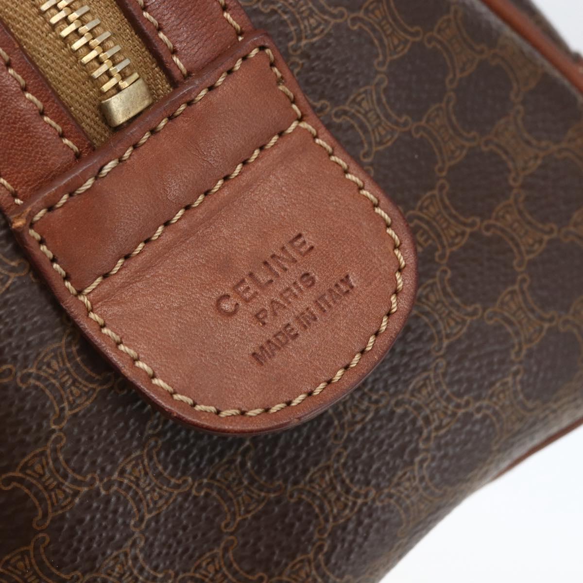 CELINE Macadam Canvas Hand Bag PVC Leather Brown Gold Auth 157761