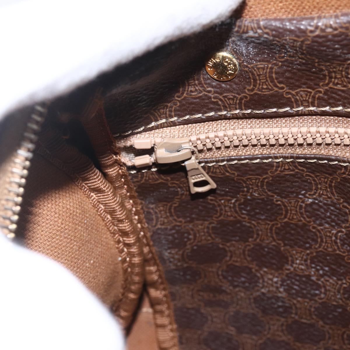CELINE Macadam Canvas Hand Bag PVC Leather Brown Gold Auth 157761