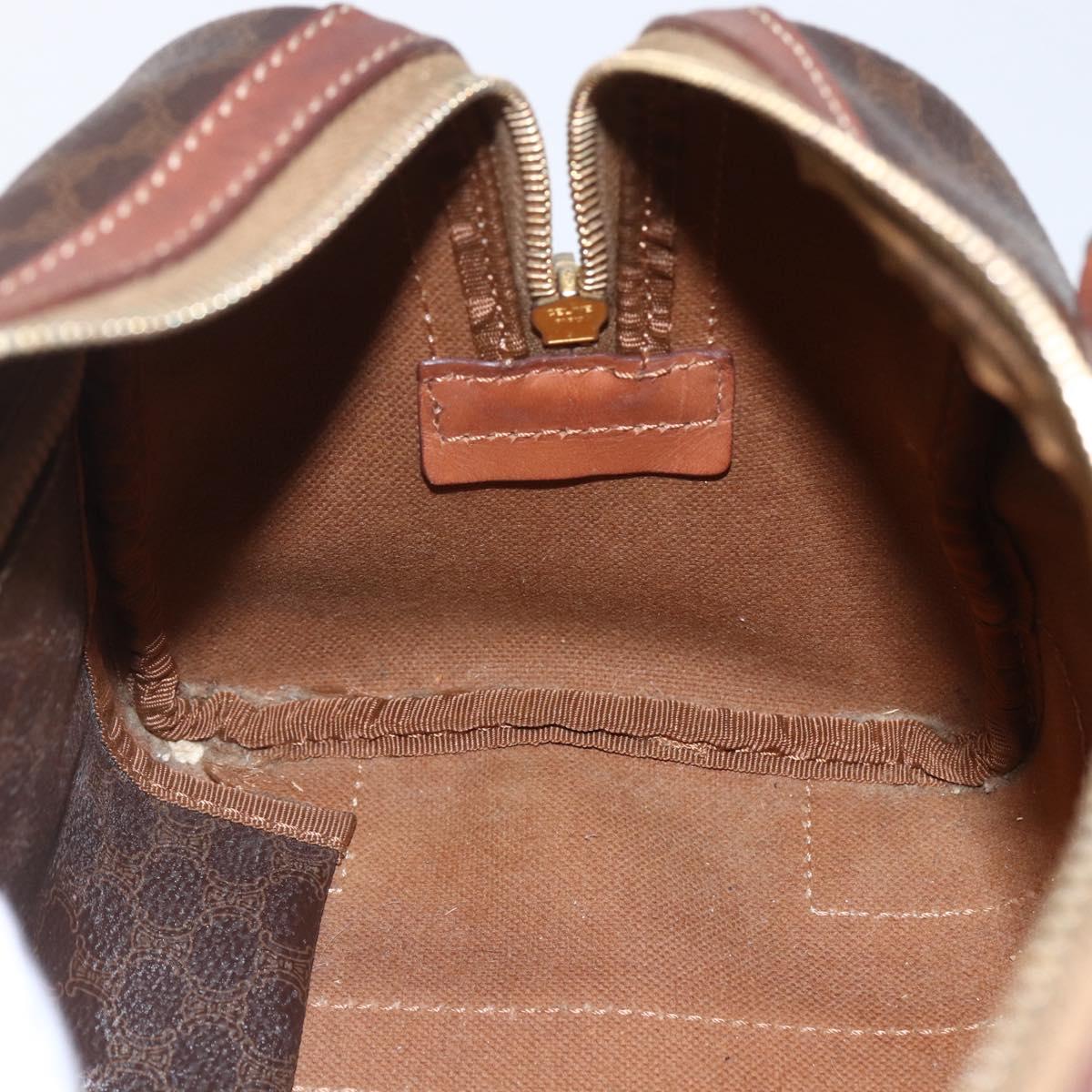 CELINE Macadam Canvas Hand Bag PVC Leather Brown Gold Auth 157761