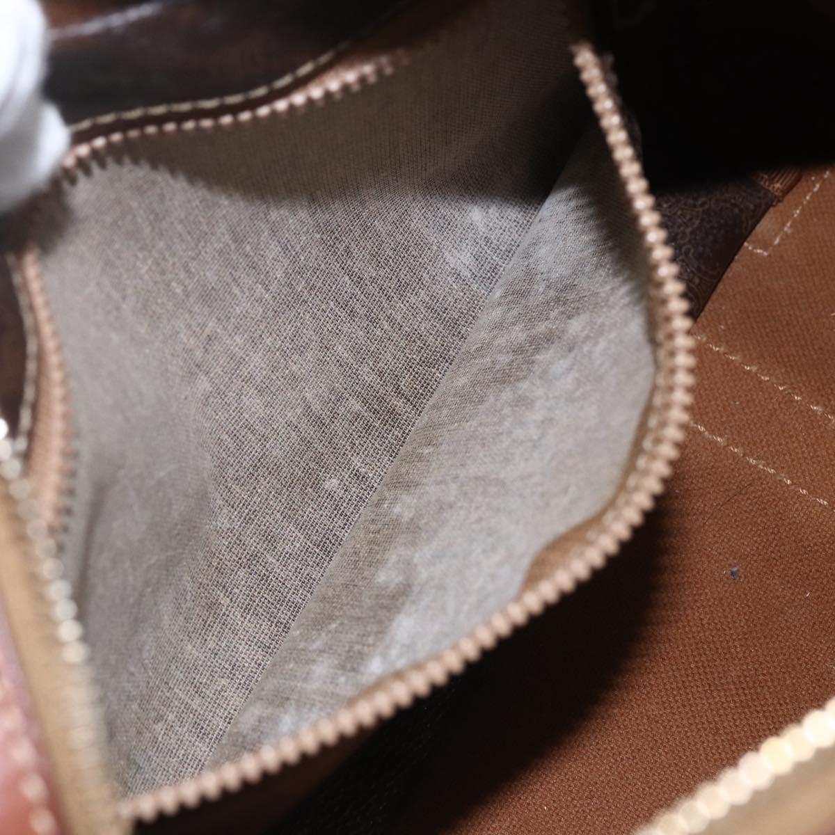 CELINE Macadam Canvas Hand Bag PVC Leather Brown Gold Auth 157761