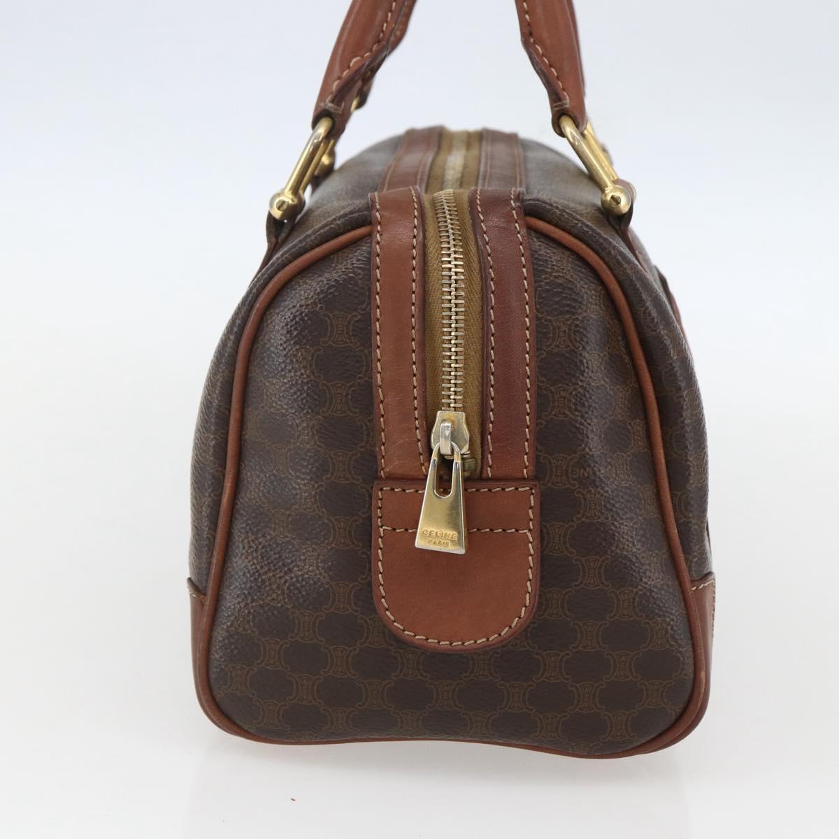 CELINE Macadam Canvas Hand Bag PVC Leather Brown Gold Auth 157761