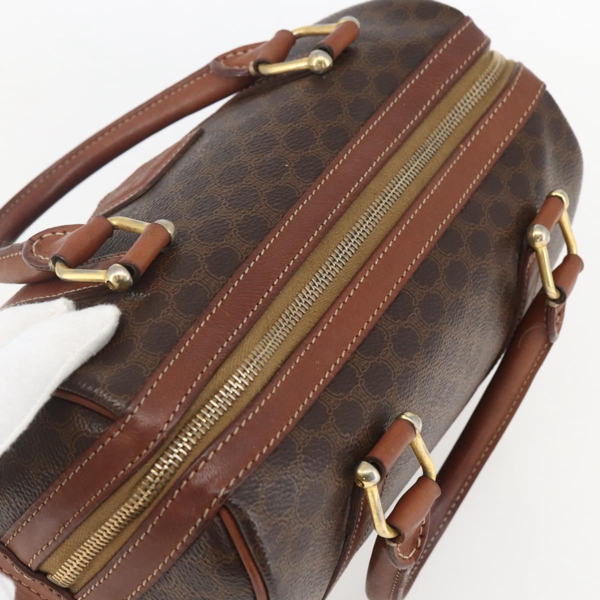 CELINE Macadam Canvas Hand Bag PVC Leather Brown Gold Auth 157761