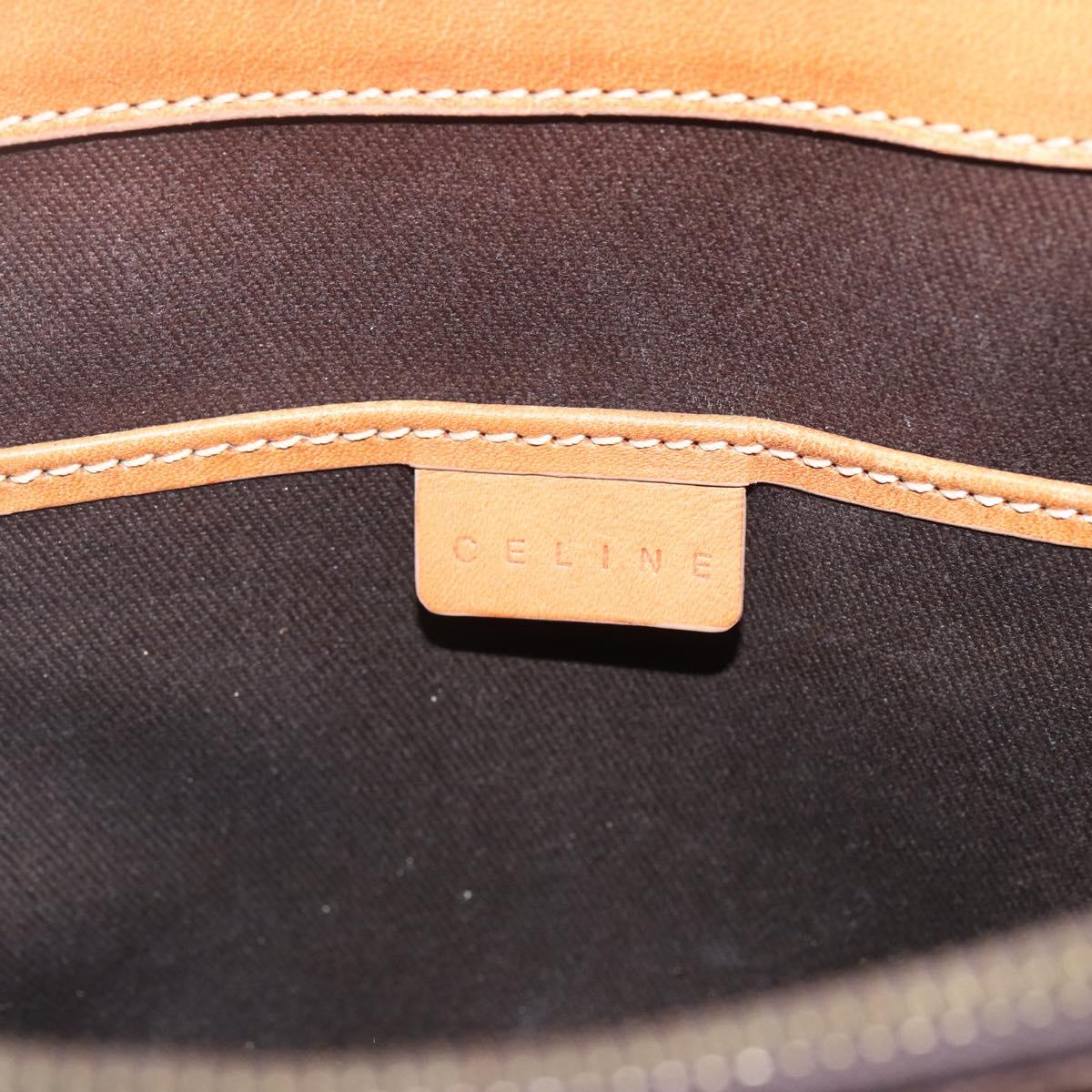 CELINE Macadam Canvas Hand Bag PVC Leather Brown Gold Auth 157762