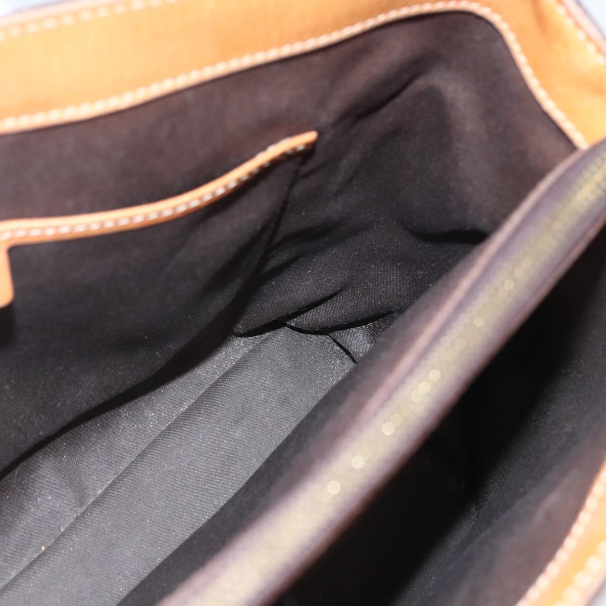 CELINE Macadam Canvas Hand Bag PVC Leather Brown Gold Auth 157762