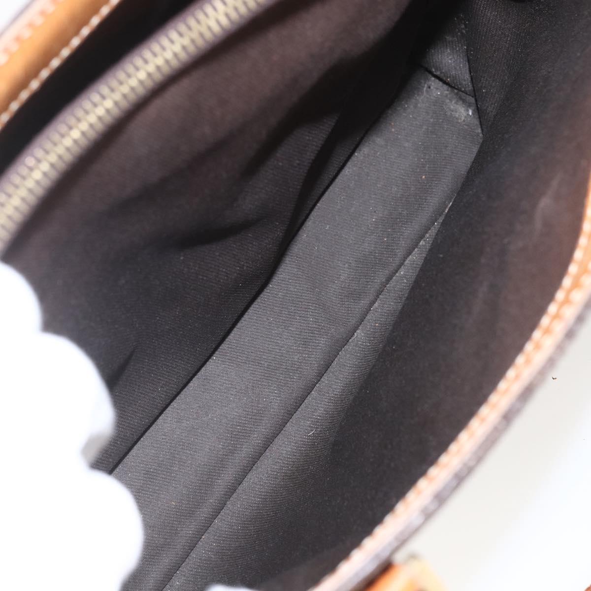 CELINE Macadam Canvas Hand Bag PVC Leather Brown Gold Auth 157762