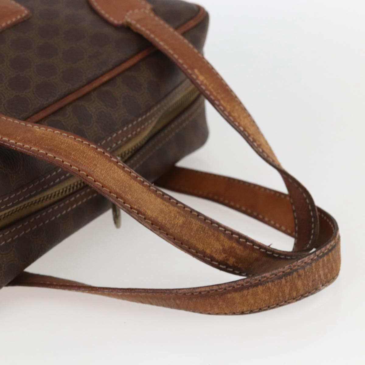 CELINE Macadam Canvas Hand Bag PVC Leather Brown Gold Auth 157763