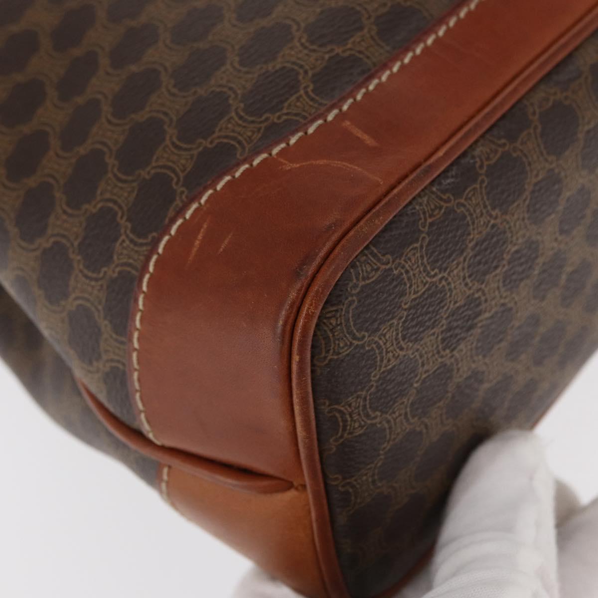 CELINE Macadam Canvas Hand Bag PVC Leather Brown Gold Auth 157764