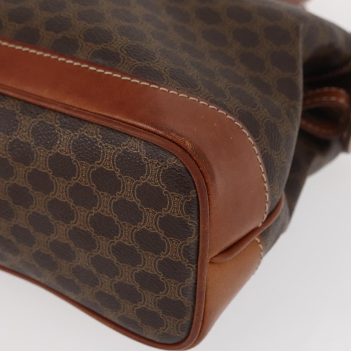 CELINE Macadam Canvas Hand Bag PVC Leather Brown Gold Auth 157764