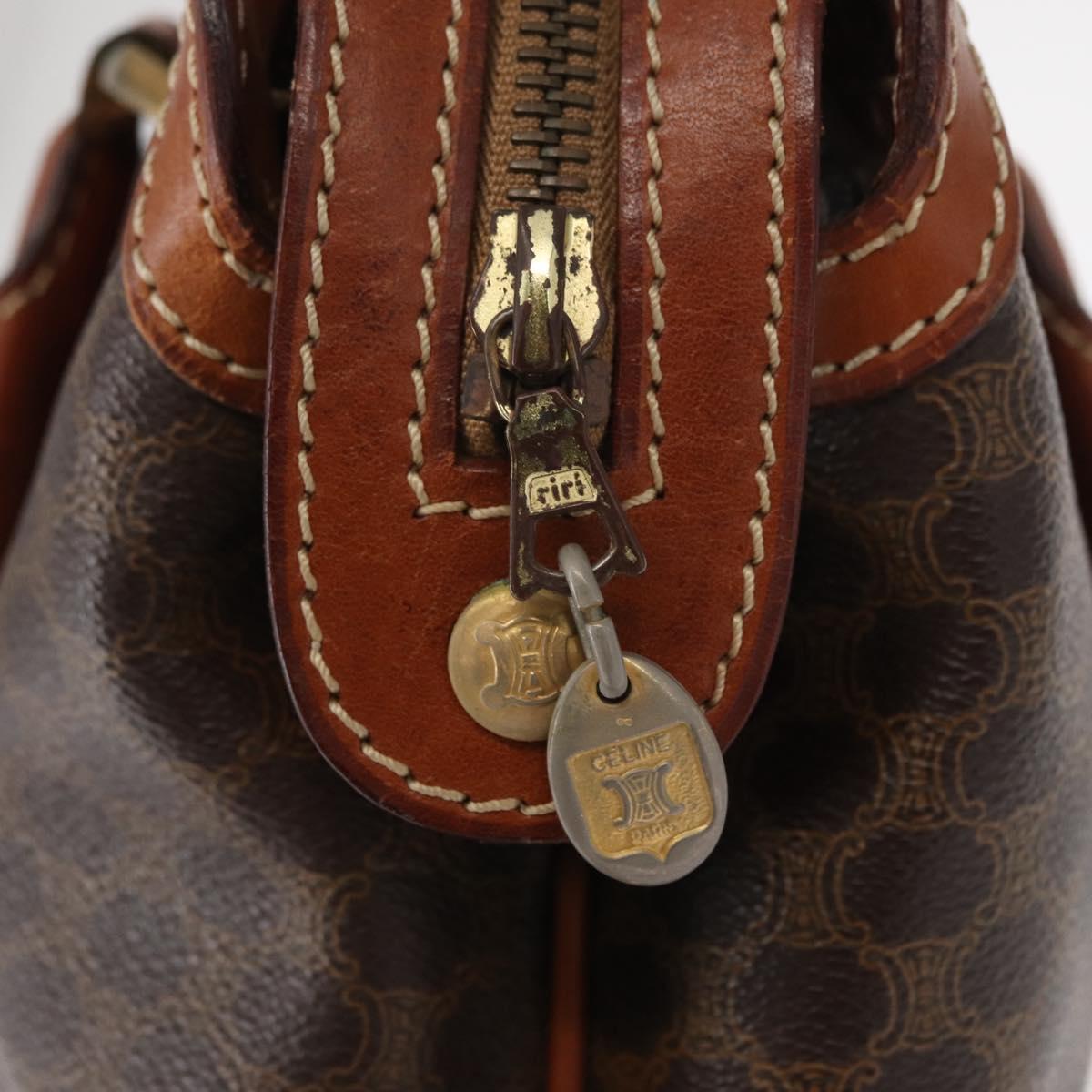 CELINE Macadam Canvas Hand Bag PVC Leather Brown Gold Auth 157764