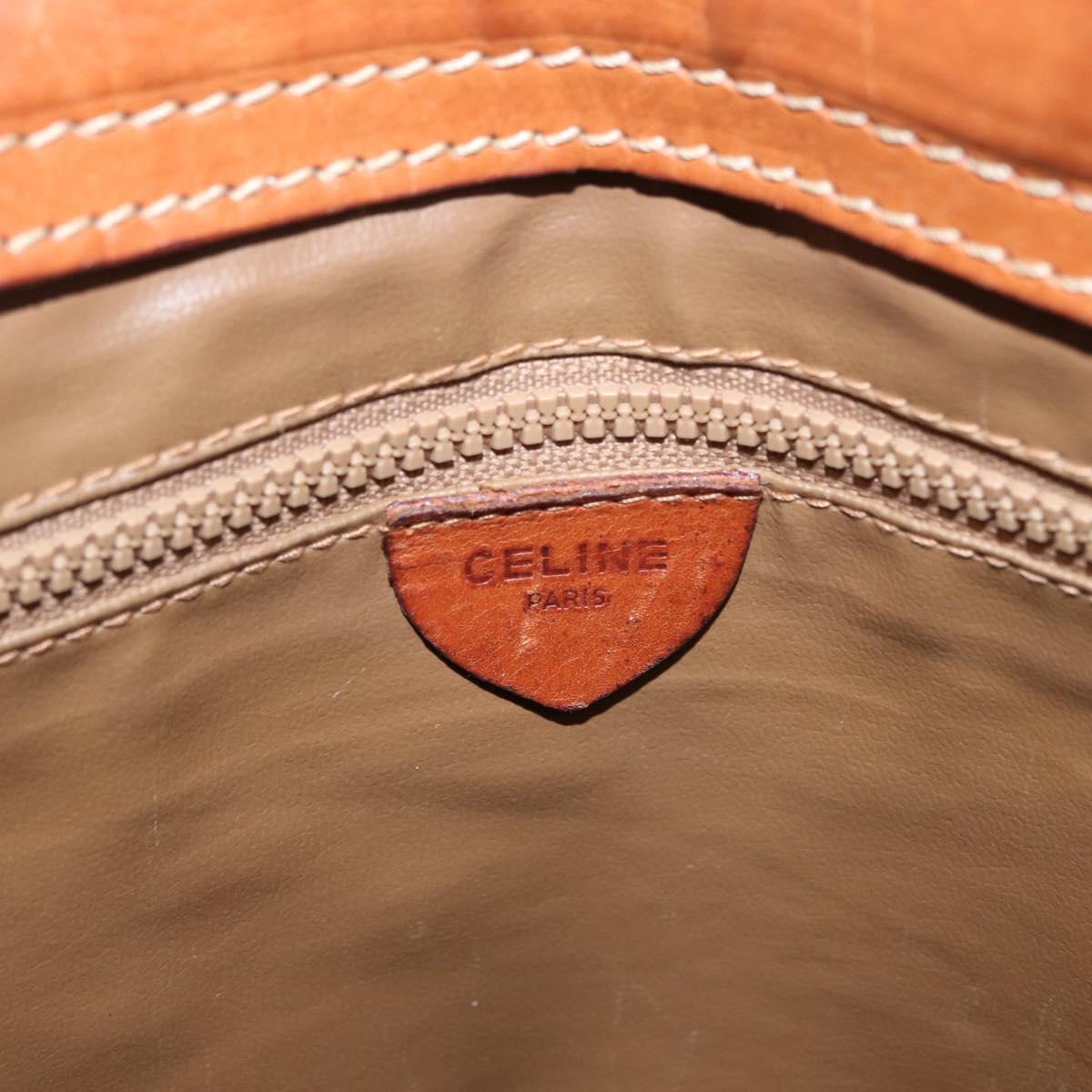 CELINE Macadam Canvas Hand Bag PVC Leather Brown Gold Auth 157764