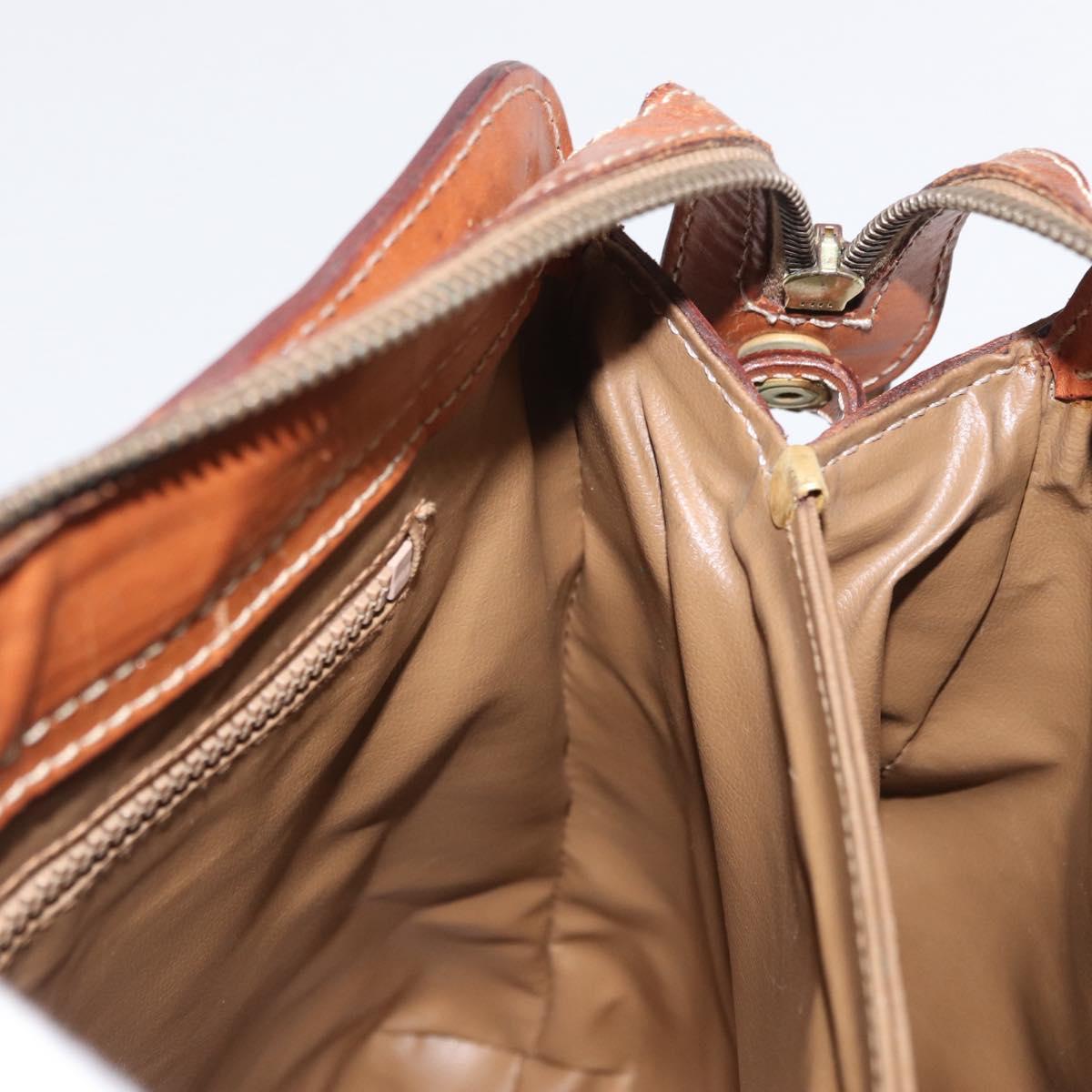 CELINE Macadam Canvas Hand Bag PVC Leather Brown Gold Auth 157764