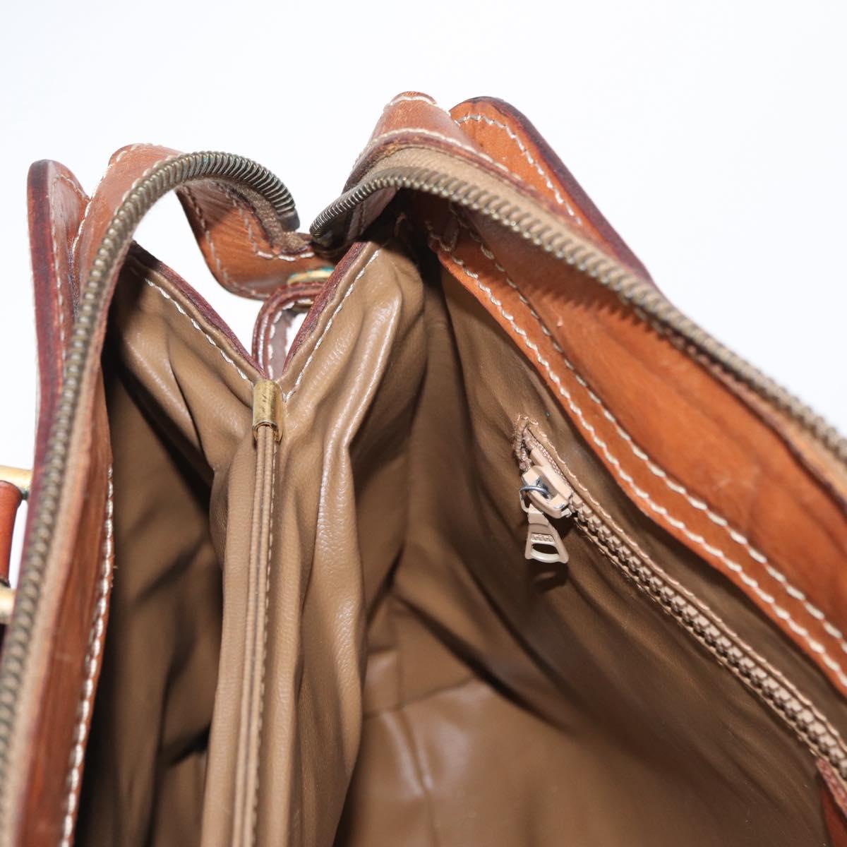 CELINE Macadam Canvas Hand Bag PVC Leather Brown Gold Auth 157764