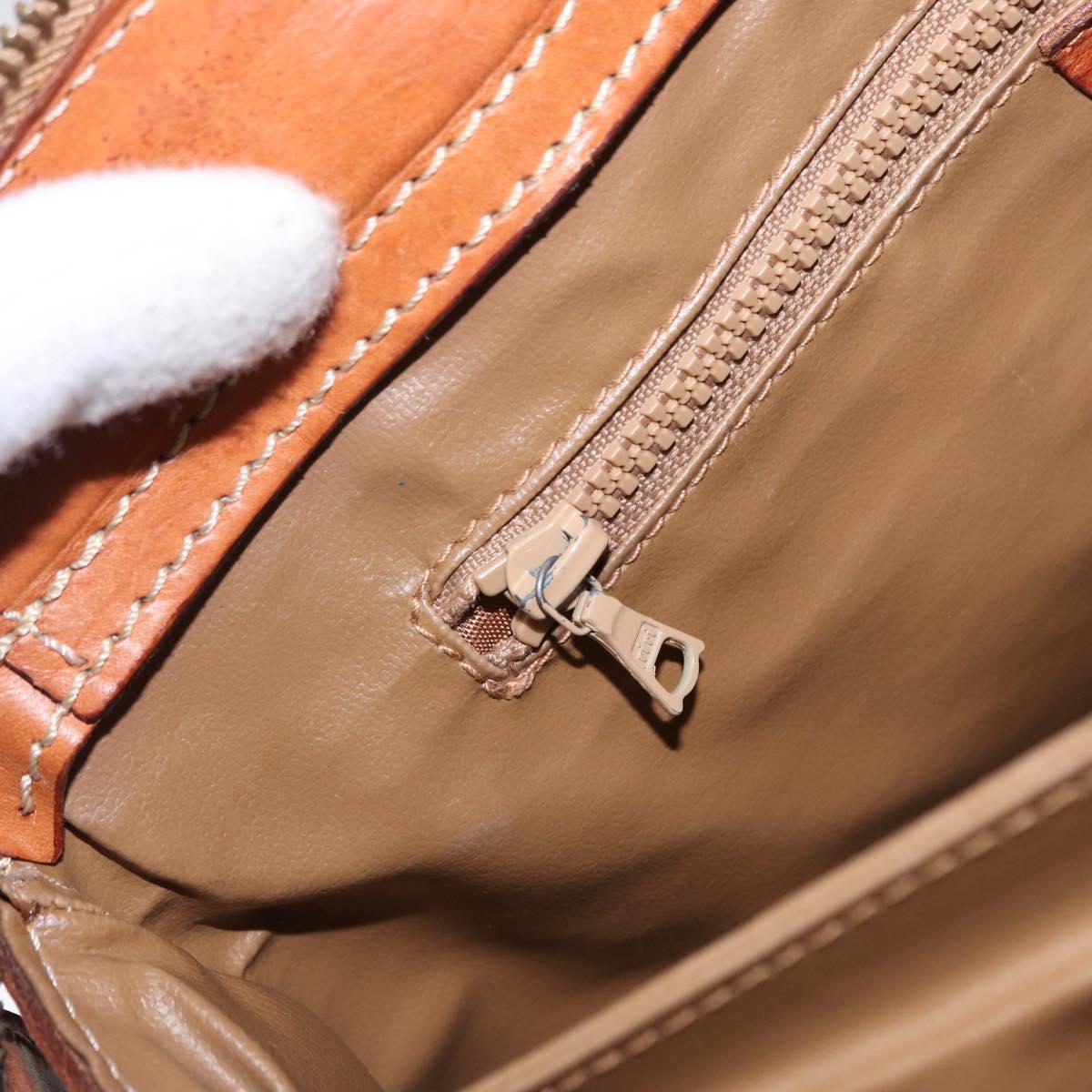 CELINE Macadam Canvas Hand Bag PVC Leather Brown Gold Auth 157764