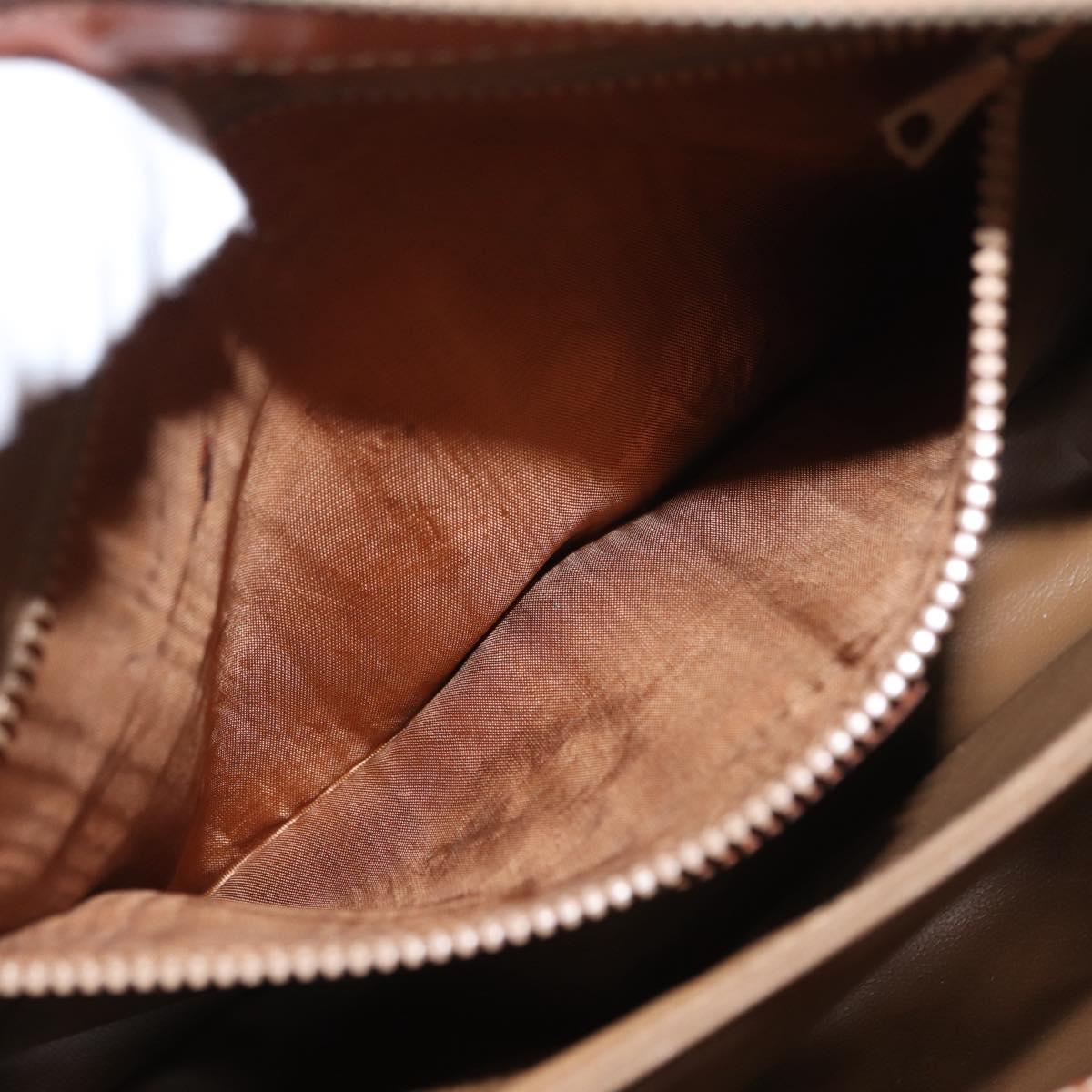 CELINE Macadam Canvas Hand Bag PVC Leather Brown Gold Auth 157764