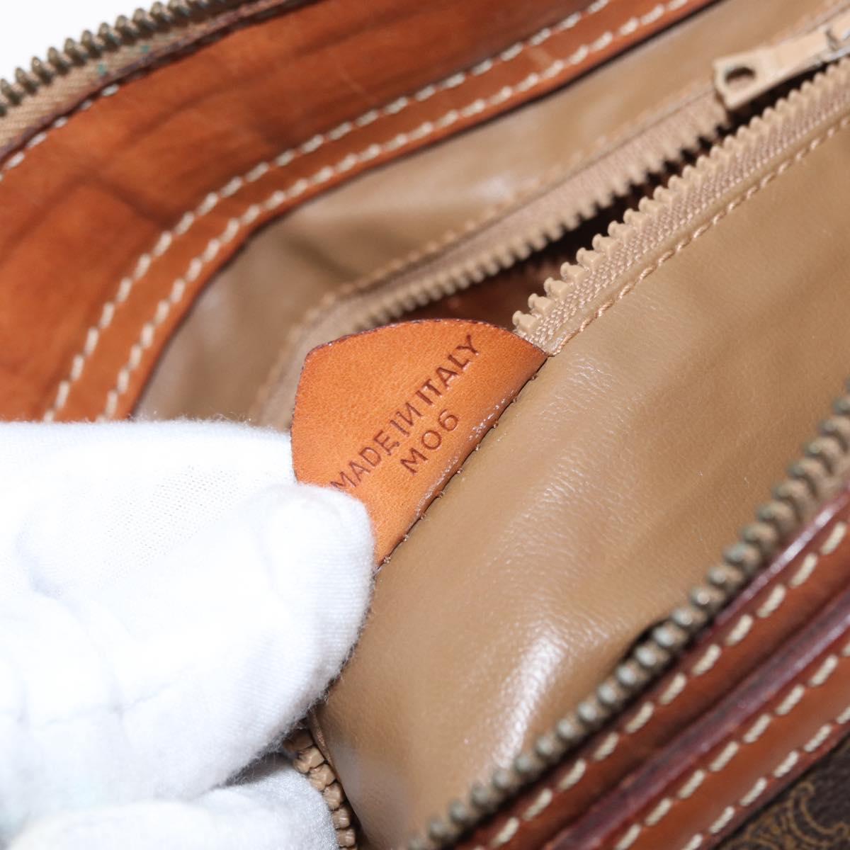 CELINE Macadam Canvas Hand Bag PVC Leather Brown Gold Auth 157764