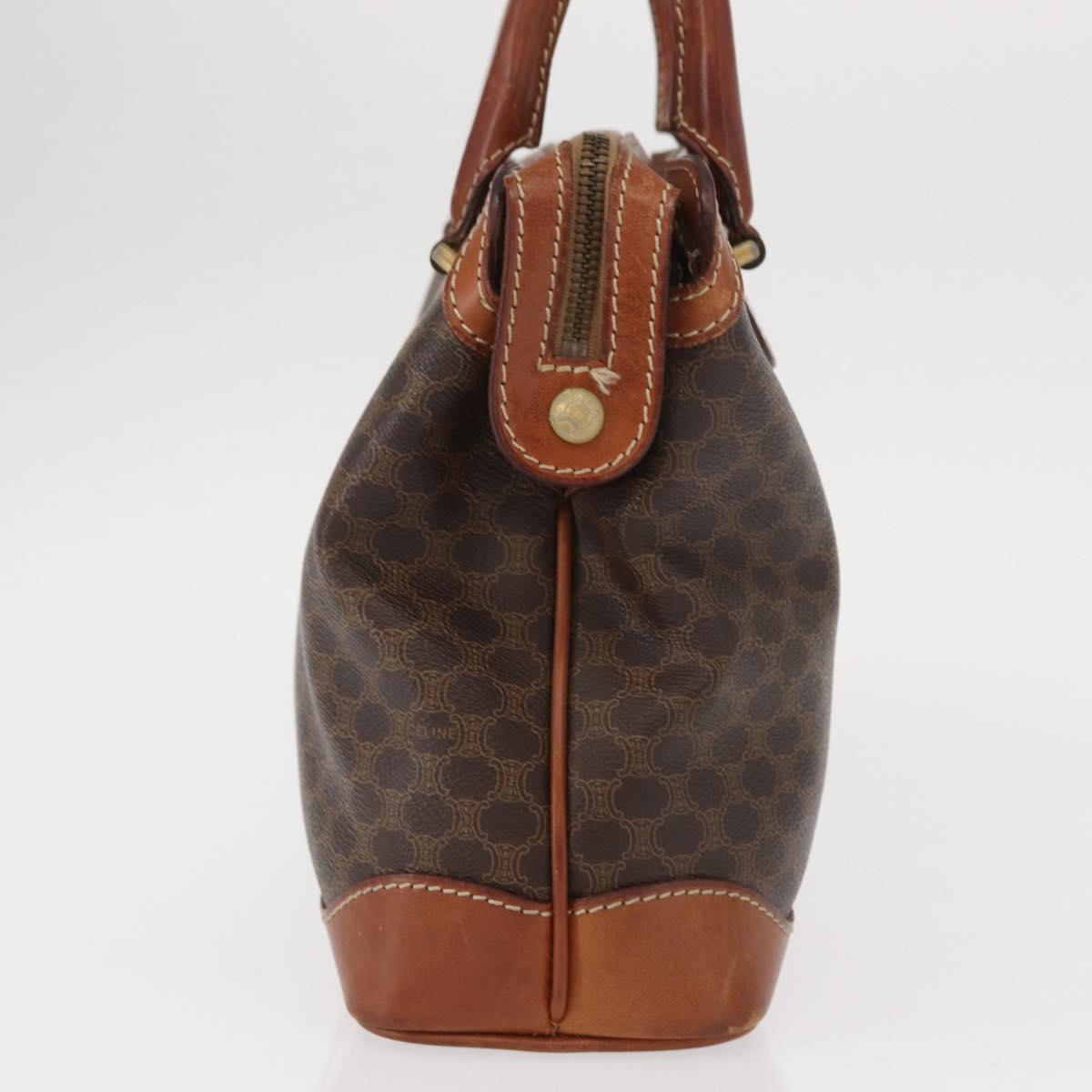 CELINE Macadam Canvas Hand Bag PVC Leather Brown Gold Auth 157764