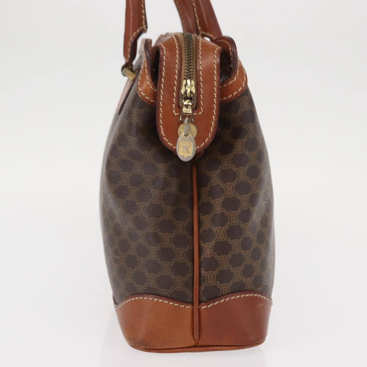 CELINE Macadam Canvas Hand Bag PVC Leather Brown Gold Auth 157764