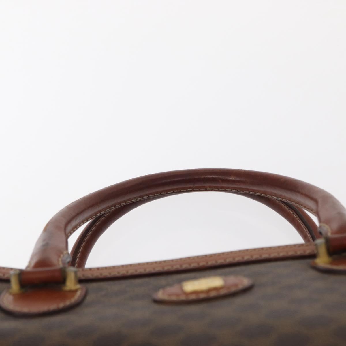 CELINE Macadam Canvas Hand Bag PVC Leather Brown Gold Auth 157764