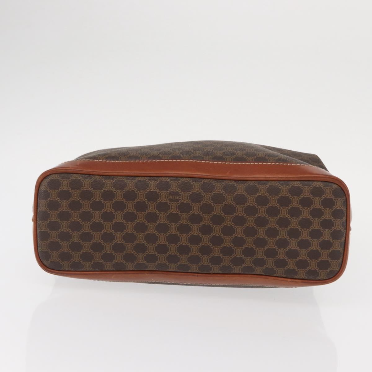 CELINE Macadam Canvas Hand Bag PVC Leather Brown Gold Auth 157764