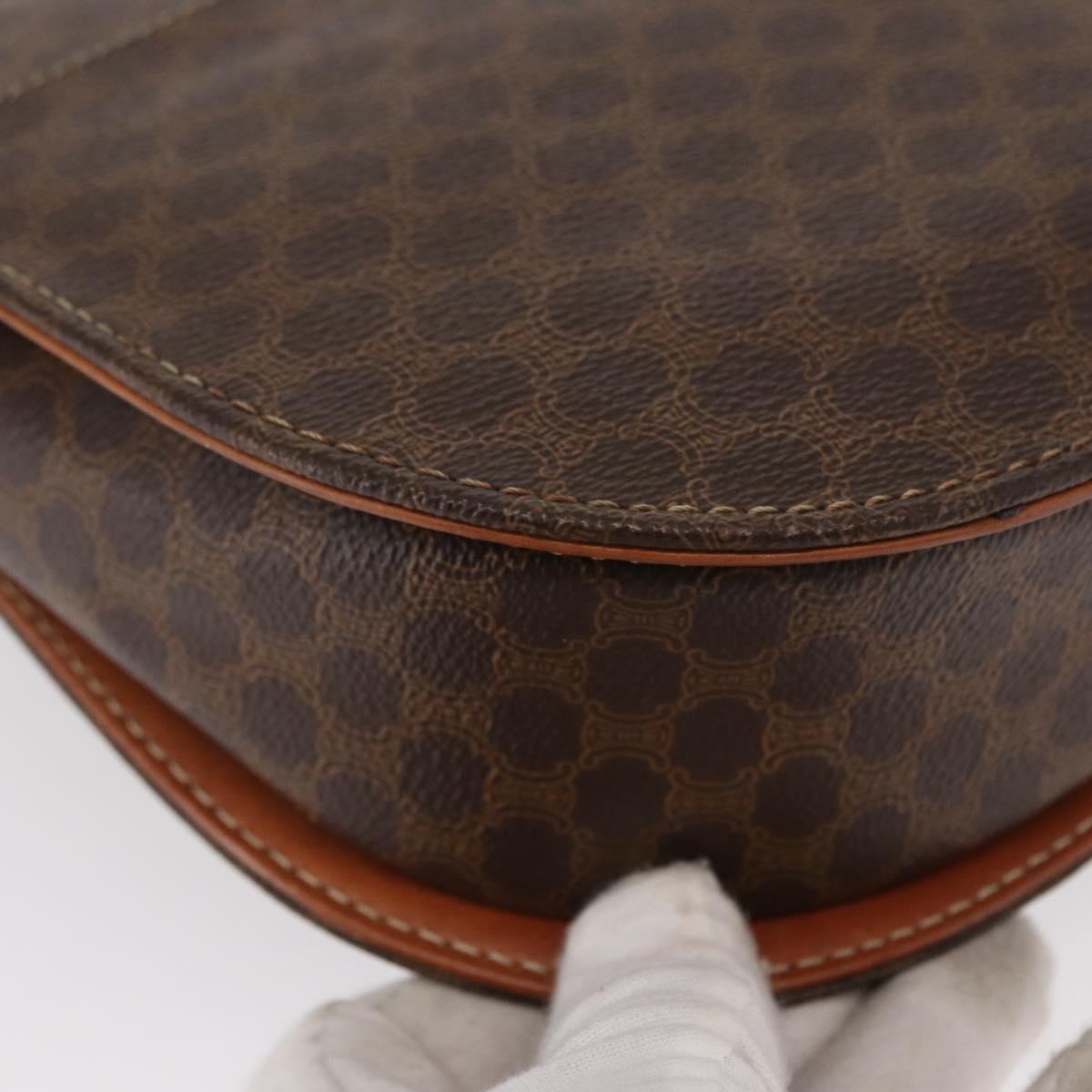 CELINE Macadam Canvas Hand Bag PVC Leather Brown Gold Auth 157765