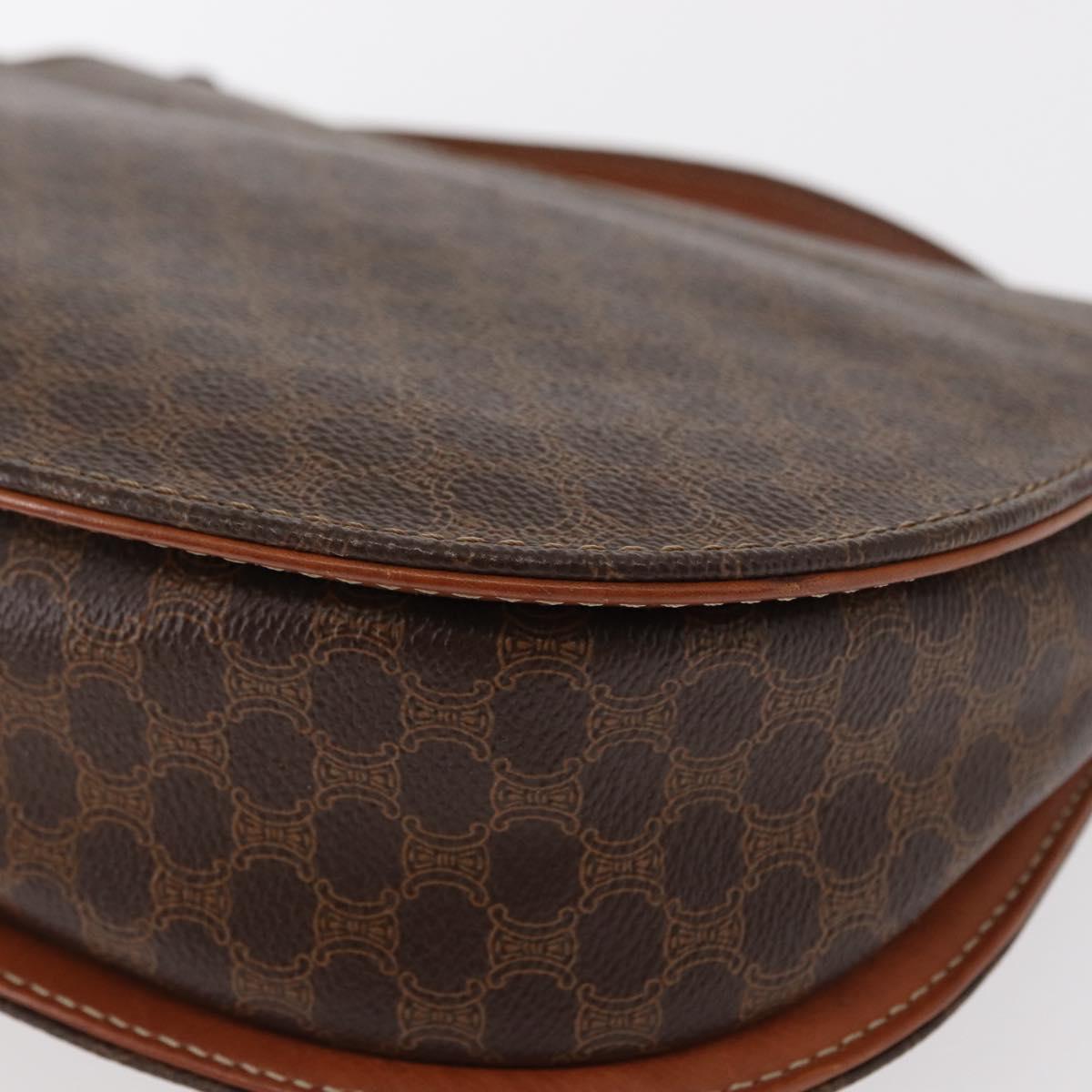 CELINE Macadam Canvas Hand Bag PVC Leather Brown Gold Auth 157765