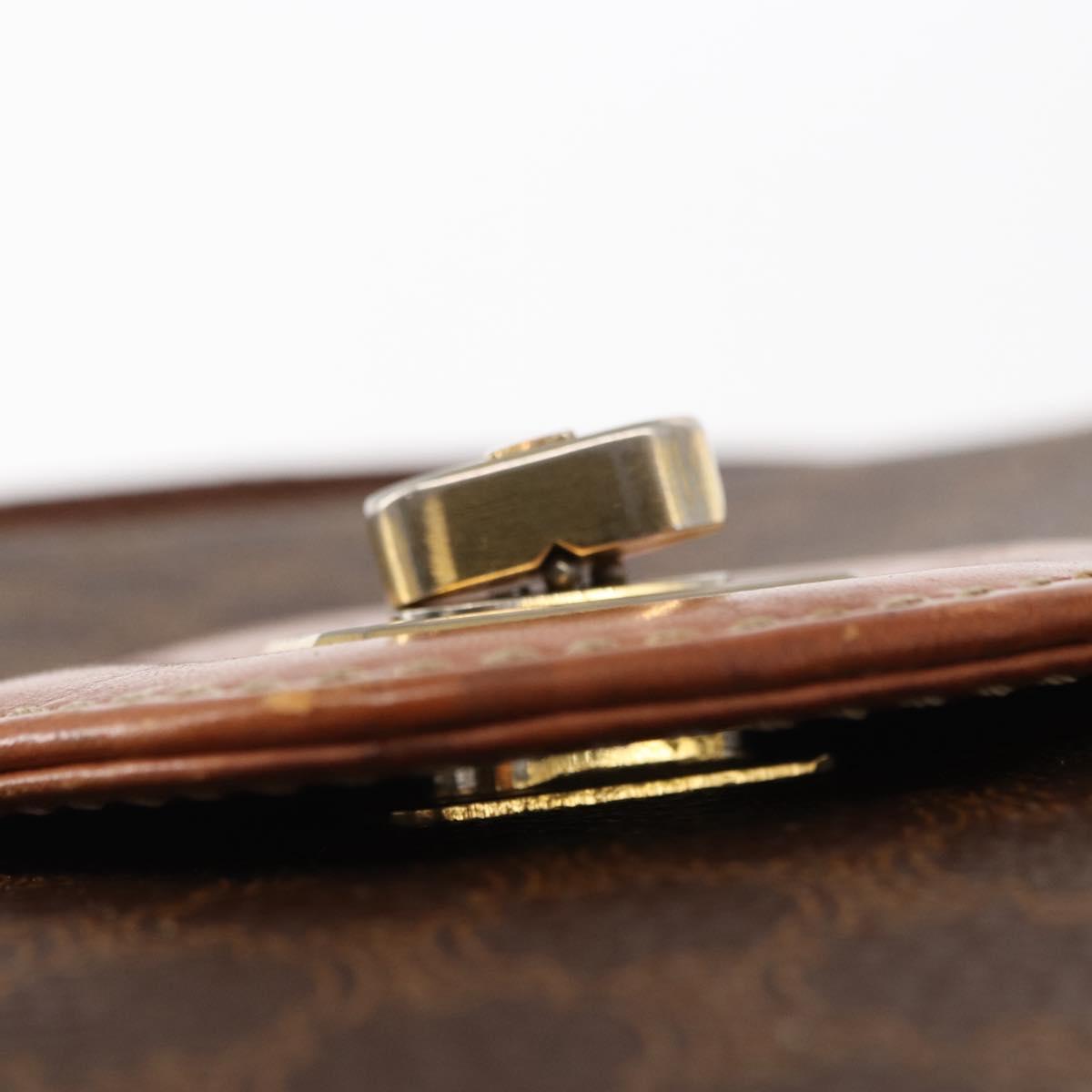 CELINE Macadam Canvas Hand Bag PVC Leather Brown Gold Auth 157765