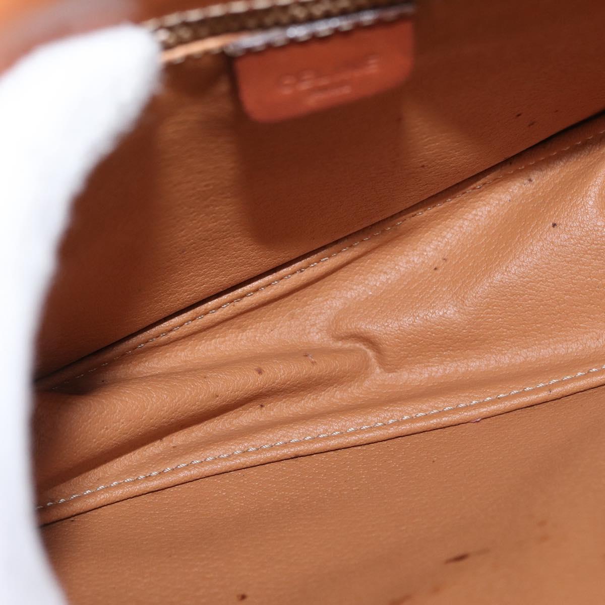 CELINE Macadam Canvas Hand Bag PVC Leather Brown Gold Auth 157765